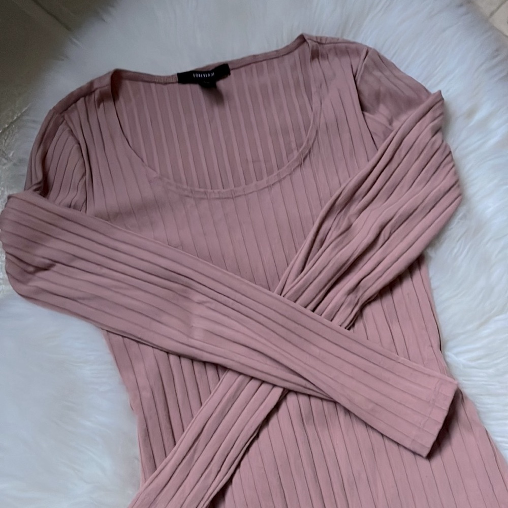 Forever 21 dusty pink rib knit bodysuit S